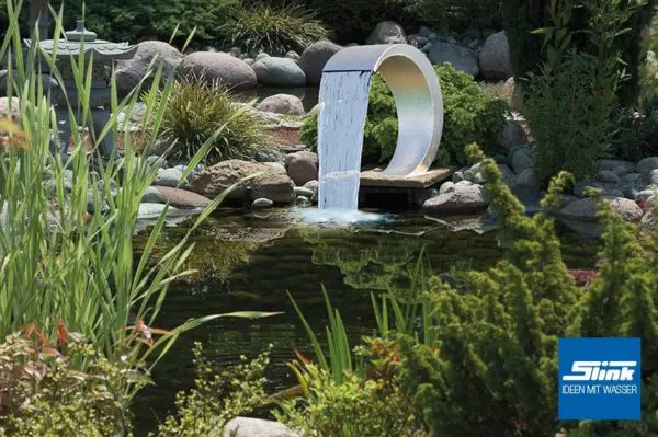 Edelstahlwasserfall Edelstahlbrunnen Design Slink Gartenbrunnen Teich-Wasserfall