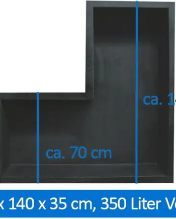 Winkelbecken Eckbecken Wasserbecken Teichbecken L-förmig GFK-Becken 140 cm lang