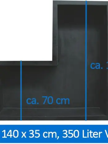 Winkelbecken Eckbecken Wasserbecken Teichbecken L-förmig GFK-Becken 140 cm lang
