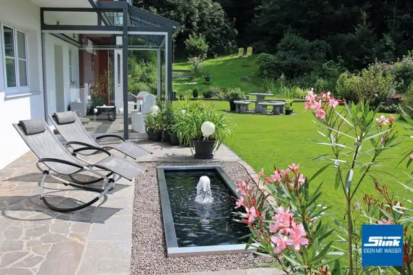 Fontäne Garten, Springbrunnen, Gartenbrunnen, Teichbecken, Terrassenbecken, Wasserbecken mit Wasserspiel