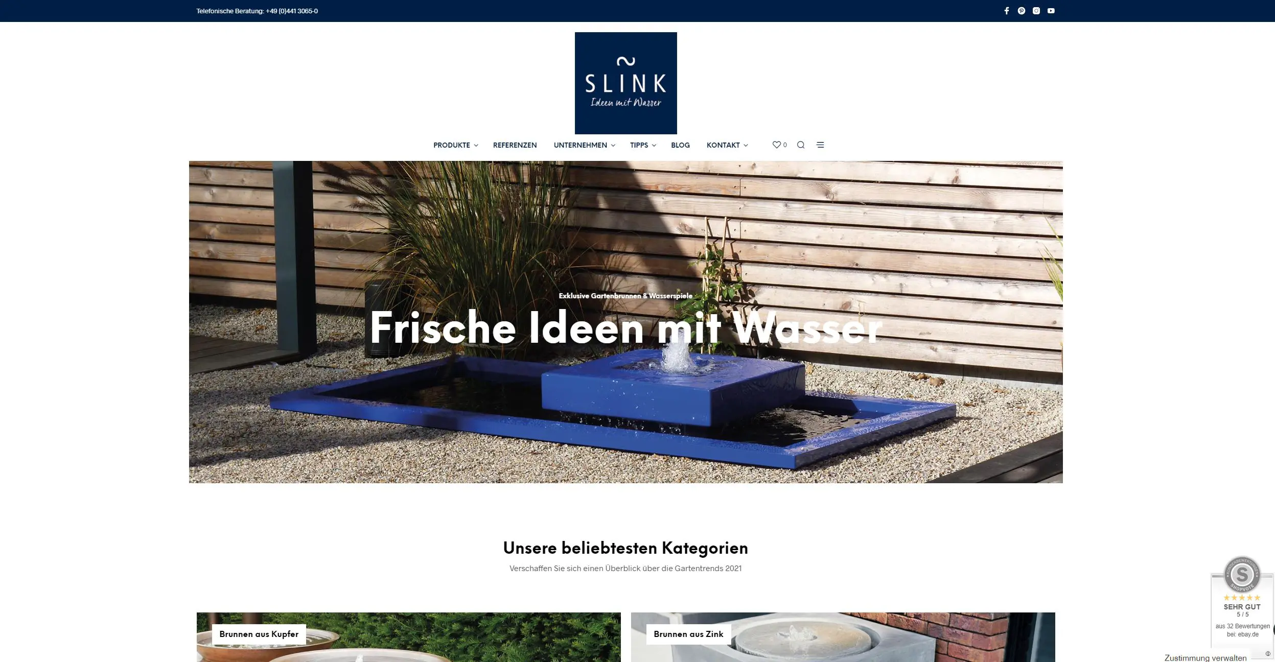 Slink Ideen mit Wasser Desktop PC Homepage